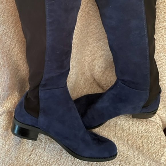Vince Camuto Knee high Blue Suede Boots stretch - Picture 1 of 15